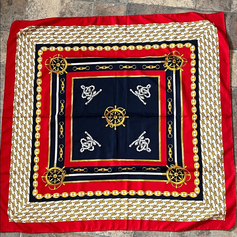 Red Gold Blue and White Nautical Scarf